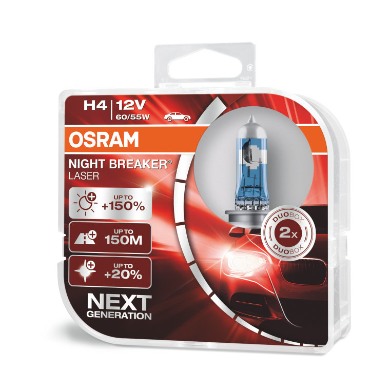 Set becuri H4 Osram Night Breaker Laser Next Generation +150%