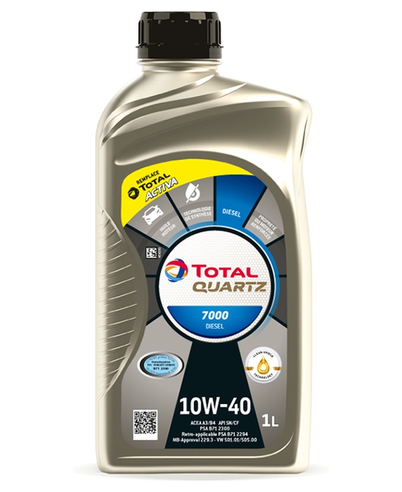 Olej Total Quartz 10W40 1L Diesel 7000 / A3/B4 / Sn/Cf / 229.1 / 501.01 505.00 / B71 2300 B71 2294/B