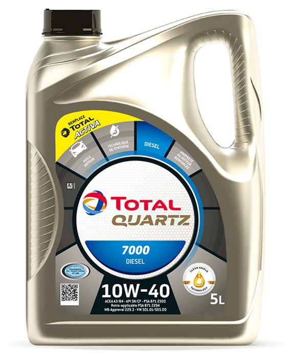 Olej Total Quartz 10W40 5L Diesel 7000 / A3/B4 / Sn/Cf / 229.1 / 501.01 505.00 / B71 2300 B71 2294/B